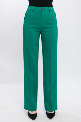 emerald green formal straight leg blazer pants