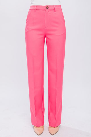 pink formal straight leg blazer pants