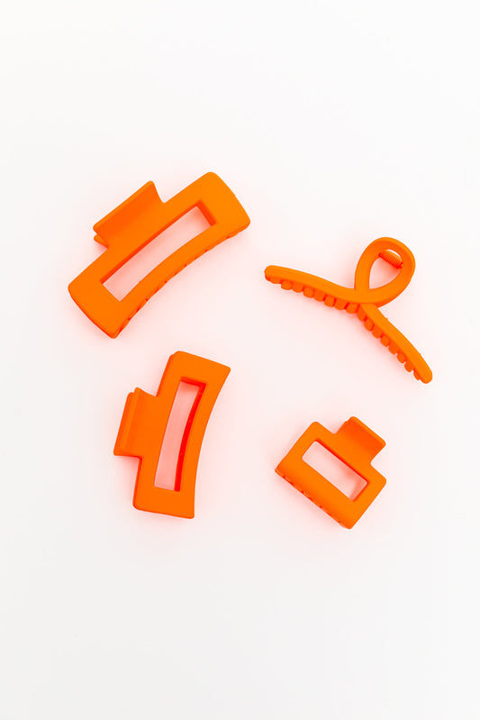 orange claw clip set of 4 